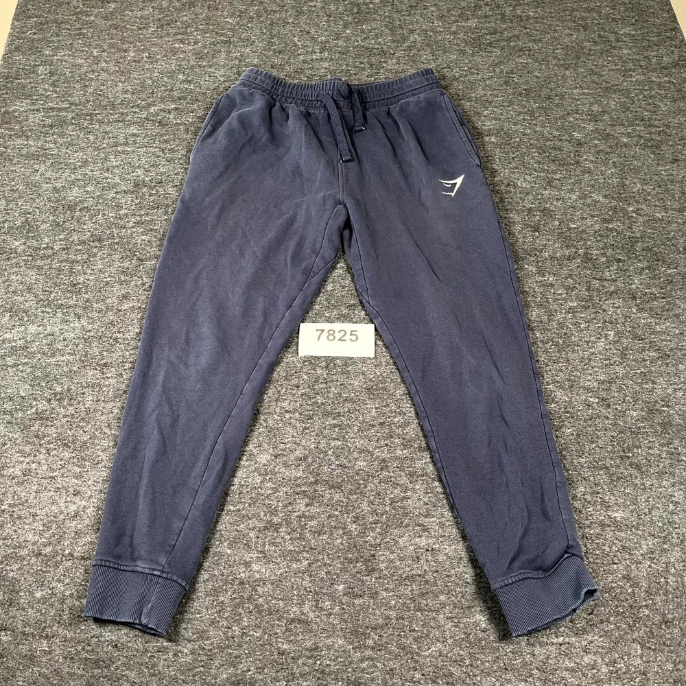 Gymshark Sweatpants Mens‎ Small Navy Blue Drawstring Flat Front Tapered leg Gym